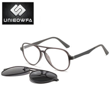 Load image into Gallery viewer, Polarized Magnet Clip on Glasses Frame Men Aviation Prescription Eyeglasses Frame Optical Myopia Pilot Magnet Clip On Sunglasses