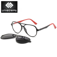 Load image into Gallery viewer, Polarized Magnet Clip on Glasses Frame Men Aviation Prescription Eyeglasses Frame Optical Myopia Pilot Magnet Clip On Sunglasses