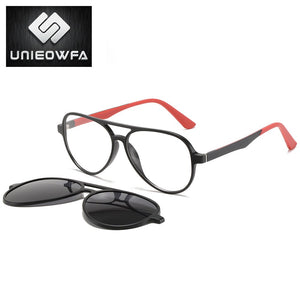 Polarized Magnet Clip on Glasses Frame Men Aviation Prescription Eyeglasses Frame Optical Myopia Pilot Magnet Clip On Sunglasses