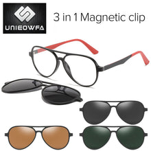 Load image into Gallery viewer, Polarized Magnet Clip on Glasses Frame Men Aviation Prescription Eyeglasses Frame Optical Myopia Pilot Magnet Clip On Sunglasses
