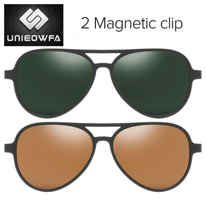 Polarized Magnet Clip on Glasses Frame Men Aviation Prescription Eyeglasses Frame Optical Myopia Pilot Magnet Clip On Sunglasses