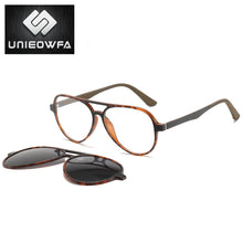 Load image into Gallery viewer, Polarized Magnet Clip on Glasses Frame Men Aviation Prescription Eyeglasses Frame Optical Myopia Pilot Magnet Clip On Sunglasses