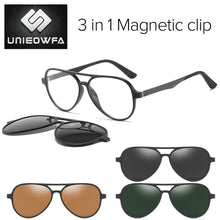 Load image into Gallery viewer, Polarized Magnet Clip on Glasses Frame Men Aviation Prescription Eyeglasses Frame Optical Myopia Pilot Magnet Clip On Sunglasses