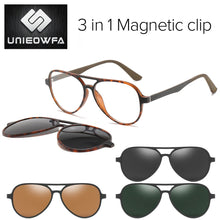 Load image into Gallery viewer, Polarized Magnet Clip on Glasses Frame Men Aviation Prescription Eyeglasses Frame Optical Myopia Pilot Magnet Clip On Sunglasses
