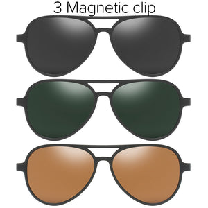Polarized Magnet Clip on Glasses Frame Men Aviation Prescription Eyeglasses Frame Optical Myopia Pilot Magnet Clip On Sunglasses