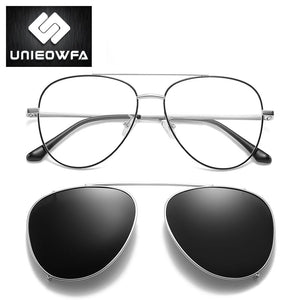 Polarized Magnet Clip on Sunglasses Men Aviation Prescription Optical Sun Glasses For Men Myopia Magnet Clip Glasses Eyeglasses