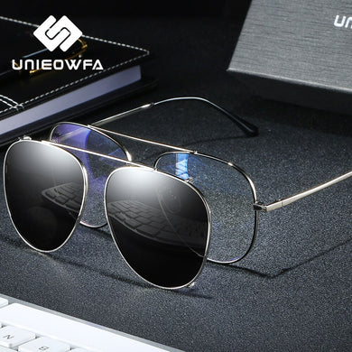 Polarized Magnet Clip on Sunglasses Men Aviation Prescription Optical Sun Glasses For Men Myopia Magnet Clip Glasses Eyeglasses