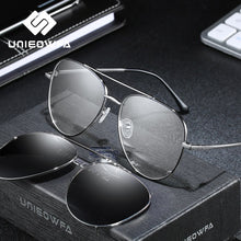 Load image into Gallery viewer, Polarized Magnet Clip on Sunglasses Men Aviation Prescription Optical Sun Glasses For Men Myopia Magnet Clip Glasses Eyeglasses