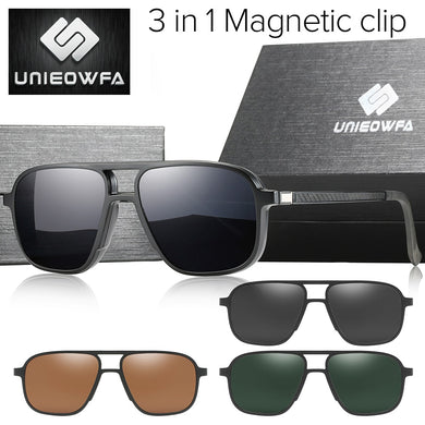 Clip magnetica polarizzata su occhiali da sole da uomo Occhiali da sole ottici da vista per uomo UV400 Occhiali da pilota per miopia da guida Marchio maschile 