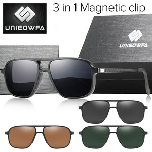 Polarized Magnet Clip on Sunglasses Men Prescription Optical Sun Glasses For Men UV400 Driving Pilot Myopia Glasses Male Brand