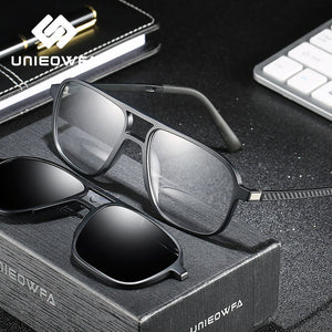 Polarized Magnet Clip on Sunglasses Men Prescription Optical Sun Glasses For Men UV400 Driving Pilot Myopia Glasses Male Brand