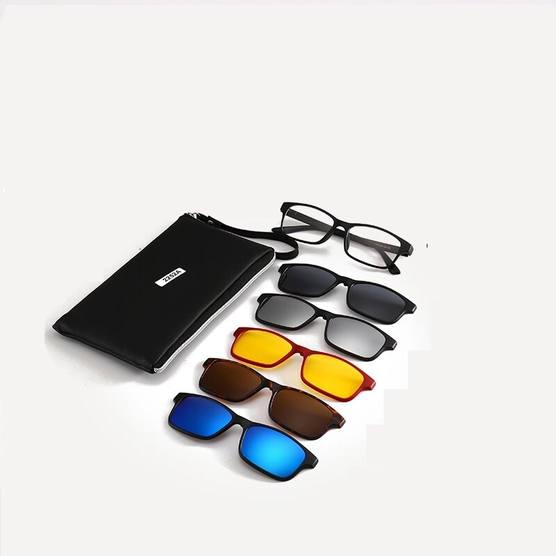 Polarized Magnetic Sunglasses With 5 Clip On Optical Spectacle Frames