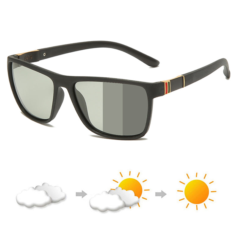 Polarized Photochromic Sunglasses Men Driving Rectangle Chameleon Change Color Sun Glasses Day Night Vision Anti Glare Goggles