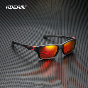 Polarized Sport Sunglasses Men KDEAM TR90 Cool Square UV400 Driving Shades Flexible Ultra Lightweight Frame With Box