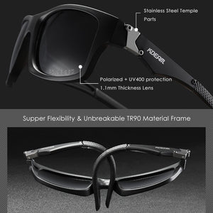 Polarized Sport Sunglasses Men KDEAM TR90 Cool Square UV400 Driving Shades Flexible Ultra Lightweight Frame With Box