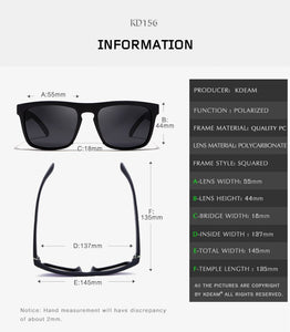 Polarized Sunglasses Men 2023 KDEAM Top  Driving Sunglasses Square Frame Sun Glasses Male Mirror UV400 Eyewear TH-KD156