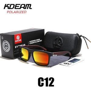 Polarized Sunglasses Men 2023 KDEAM Top  Driving Sunglasses Square Frame Sun Glasses Male Mirror UV400 Eyewear TH-KD156