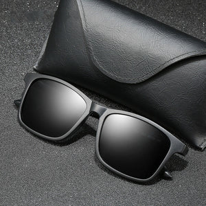 Polarized Sunglasses Men Women TR Frame Sun Glasses UV400 Male Square Sunglasses with Glasses Case