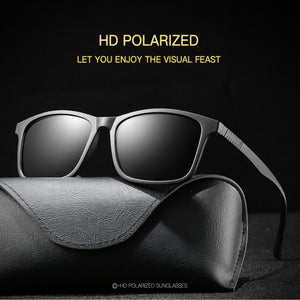 Polarized Sunglasses Men Women TR Frame Sun Glasses UV400 Male Square Sunglasses with Glasses Case