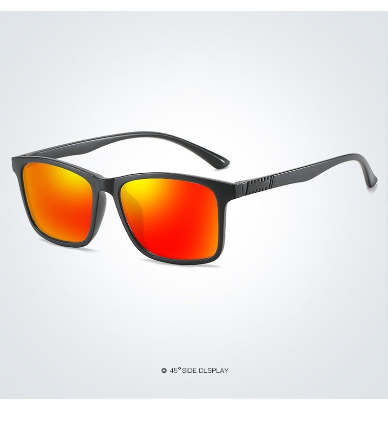 Polarized Sunglasses Men Women TR Frame Sun Glasses UV400 Male Square Sunglasses with Glasses Case