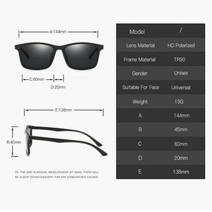 Polarized Sunglasses Men Women TR Frame Sun Glasses UV400 Male Square Sunglasses with Glasses Case