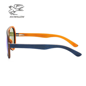 Occhiali da sole polarizzati Donna Uomo Skateboard a strati Montatura in legno Occhiali stile quadrato per occhiali da donna in scatola di legno 