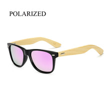 Load image into Gallery viewer, Polarized Wood Sunglasses Men women square bamboo Women Mirror Polaroid Sun Glasses for men women retro de sol Handmade Pink