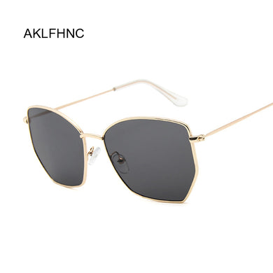 Polygon Clear Square Sunglasses Women Brand Design Lady Vintage Metal Oversized Frame Plain Sun Glasses Female UV400