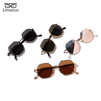 Polygon Sunglasses for Women 2023 Sun Glasses with Gold Metal Frame Wraped Men Eyeglasses Beach Street Travel Gift