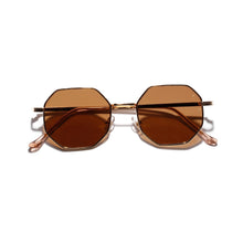 Load image into Gallery viewer, Polygon Sunglasses for Women 2023 Sun Glasses with Gold Metal Frame Wraped Men Eyeglasses Beach Street Travel Gift