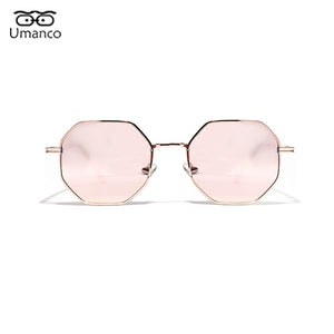 Polygon Sunglasses for Women 2023 Sun Glasses with Gold Metal Frame Wraped Men Eyeglasses Beach Street Travel Gift