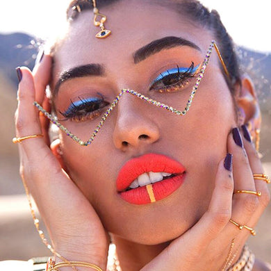 Polygon Vintage Unique No Lens Half Metal Frame Glasses Woman  Diamond Decoration Eyewear Popular Glasses Frame