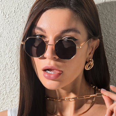 Polygon metal frame sunglasses sunshade Women Irregular Frame Sun glasses  Vintage Female Eyewear UV400 Oculos