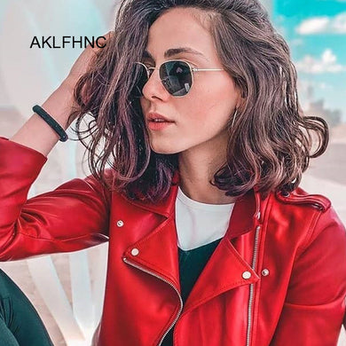 Polygonal Sunglasses Women Glasses Lady  Retro Metal Sun Glasses Female Vintage Mirror Oculos De Sol Feminino UV400