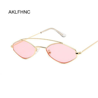 Polygonal Sunglasses Women Glasses Lady  Retro Metal Sun Glasses Vintage Mirror Oculos De Sol Feminino UV400
