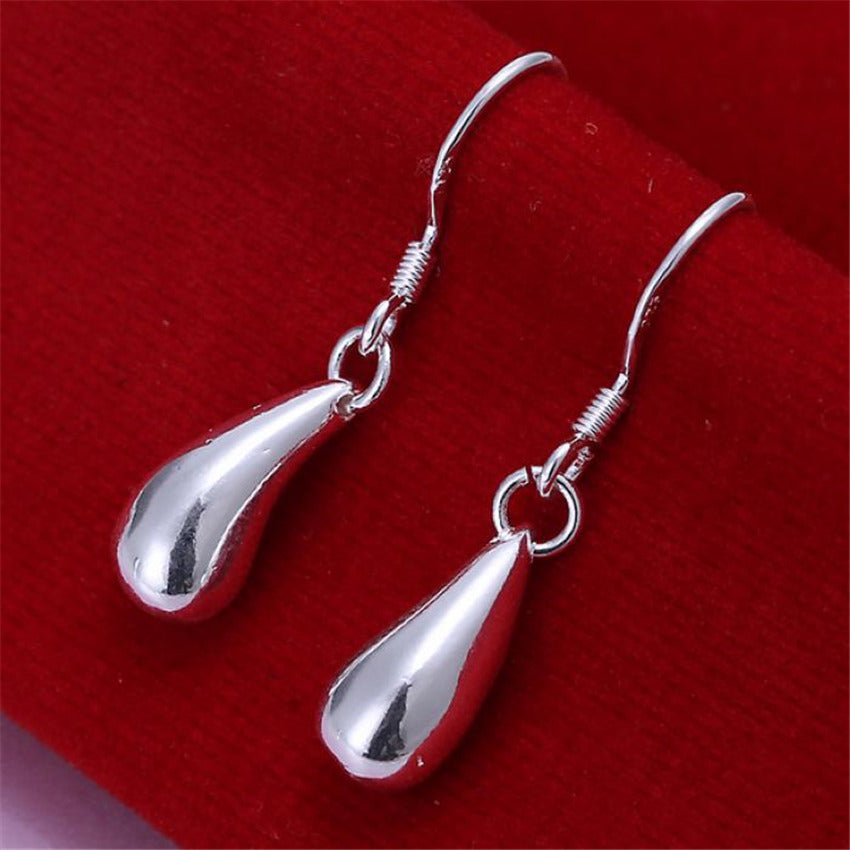 Popular water drop charm women lady best gift silver plated earrings hot selling high quality fashion jewelry