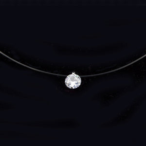 Female Transparent Fishing Line Necklace Silver Color Invisible Chain Women Rhinestone Choker Necklace Collier Femme