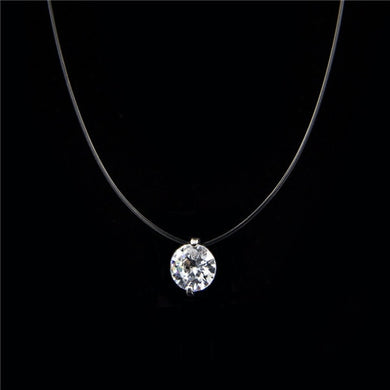 Female Transparent Fishing Line Necklace Silver Invisible Chain Necklace Women Rhinestone Choker Necklace Collier Femme