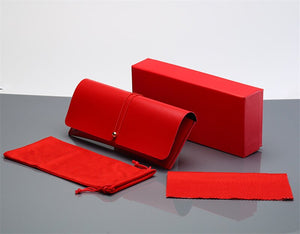 Portable Sunglasses Leather Case For Women Men Red Blue Soft Bag Set Unisex Eyeglass Box Protection Packaging