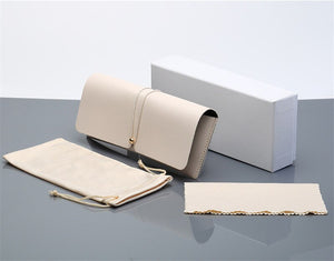 Portable Sunglasses Leather Case For Women Men Red Blue Soft Bag Set Unisex Eyeglass Box Protection Packaging