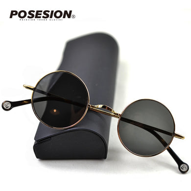 Posesion Brand Designer Occhiali da sole rotondi polarizzati classici da uomo Piccoli occhiali vintage John Lennon da donna Occhiali da guida in metallo