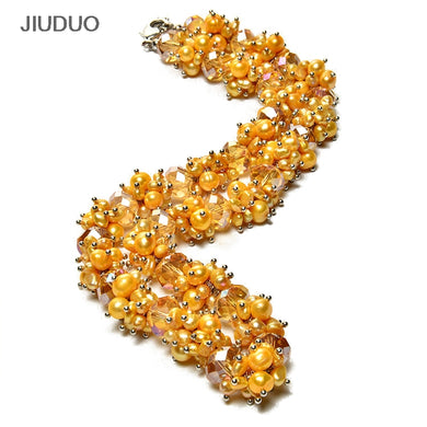 Premium Gem Pearl Necklacef Women Chains Popular Pearl Jewelry For Necklace Yellow Crystal Gem Silver Bracelets