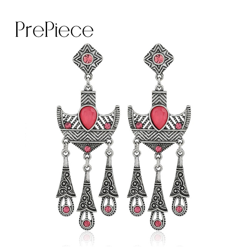 Fashion Charm Retro Personality Stripes Long Earrings Temperament Ethnic Style Earings Fashion Jewelry Oorbellen PE0804