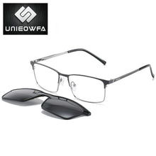 Load image into Gallery viewer, Prescription 2 In 1 Magnet Clip On Glasses Frame Men Optical Polarized Sunglasses Myopia Degree Eyeglasses Frame Male Brand 2022