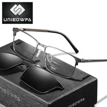 Load image into Gallery viewer, Prescription 2 In 1 Magnet Clip On Glasses Frame Men Optical Polarized Sunglasses Myopia Degree Eyeglasses Frame Male Brand 2022