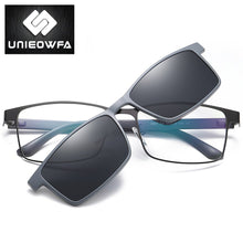 Load image into Gallery viewer, Prescription 2 In 1 Magnet Clip On Glasses Frame Men Optical Polarized Sunglasses Myopia Degree Eyeglasses Frame Male Brand 2022