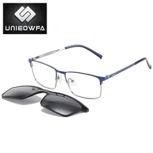 Load image into Gallery viewer, Prescription 2 In 1 Magnet Clip On Glasses Frame Men Optical Polarized Sunglasses Myopia Degree Eyeglasses Frame Male Brand 2022
