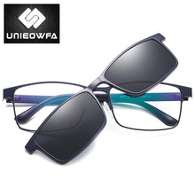 Load image into Gallery viewer, Prescription 2 In 1 Magnet Clip On Glasses Frame Men Optical Polarized Sunglasses Myopia Degree Eyeglasses Frame Male Brand 2022