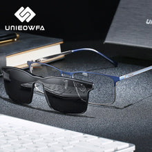 Load image into Gallery viewer, Prescription 2 In 1 Magnet Clip On Glasses Frame Men Optical Polarized Sunglasses Myopia Degree Eyeglasses Frame Male Brand 2022
