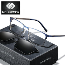 Load image into Gallery viewer, Prescription Eyeglasses Frame Myopia Magnet Clip On Glasses Frame Men Optical Polarized Magnet Clip On Sunglasses Men Rectangle